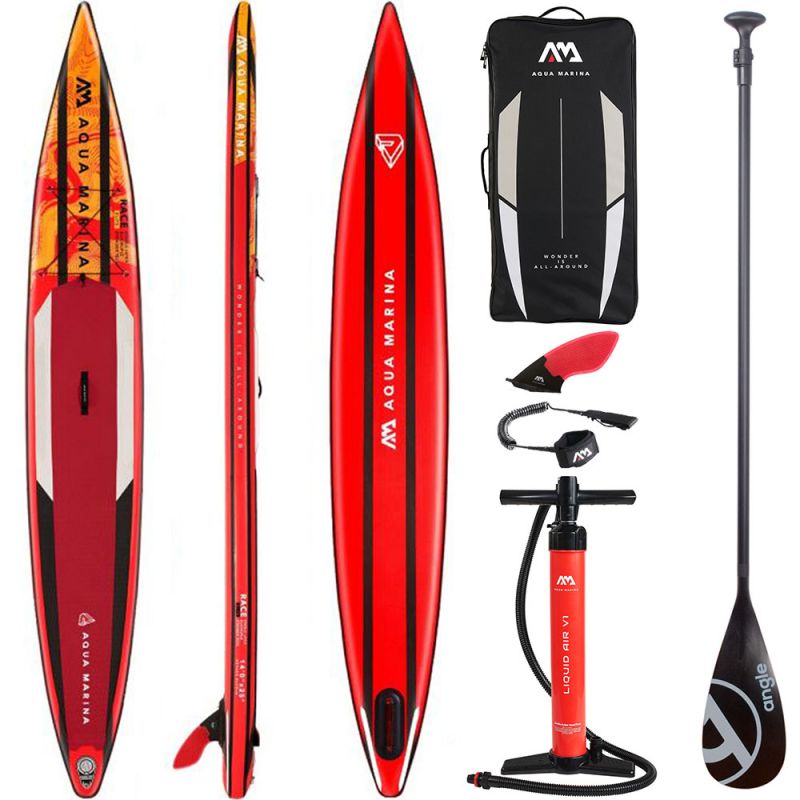 aqua marina sup board aufblasbar race elite 140  paddel