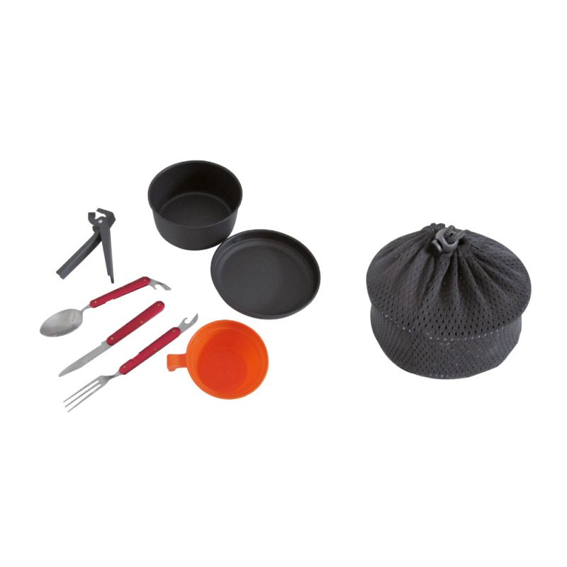 bravo camping kochset mit besteck scout set