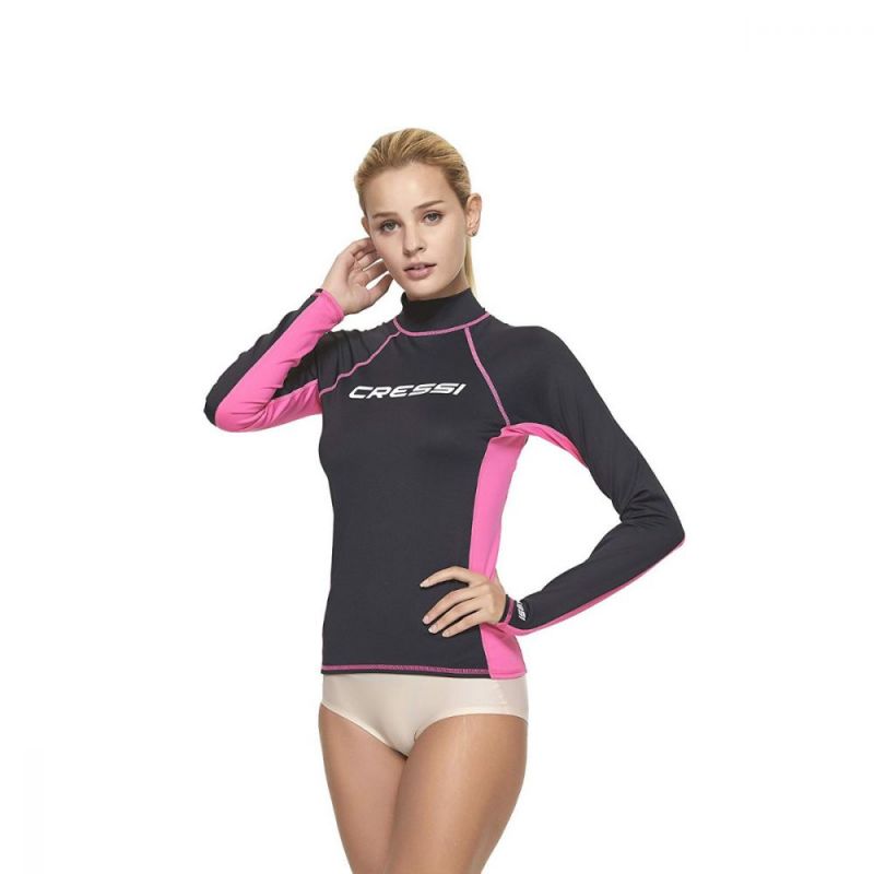 Cressi Damen Rash Guard Ärmel Lange schwarz/rosa L