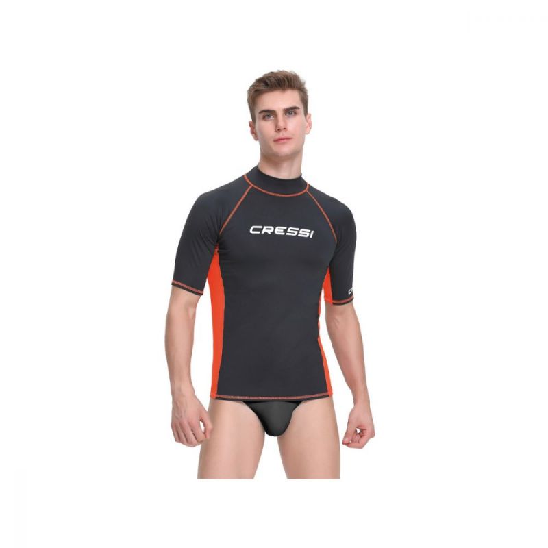 cressi herren rash guard rmel kurze schwarzorange