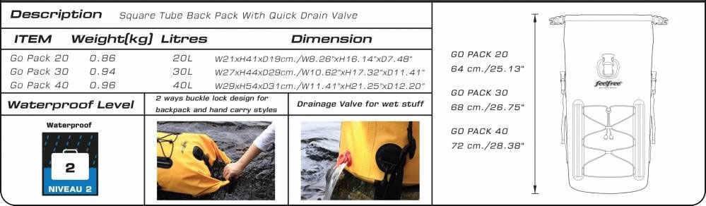 Feelfree wasserdichte Rucksack-Tasche Go Pack 40L blue sky