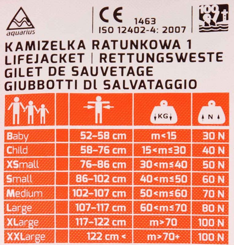 Rettungsweste Aquarius orange XL 100N