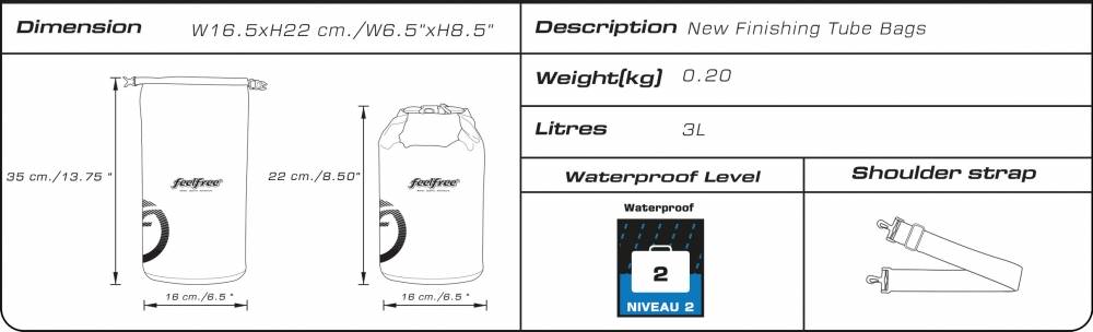 Feelfree wasserdichte Tasche Dry Tube Mini 3L Rot